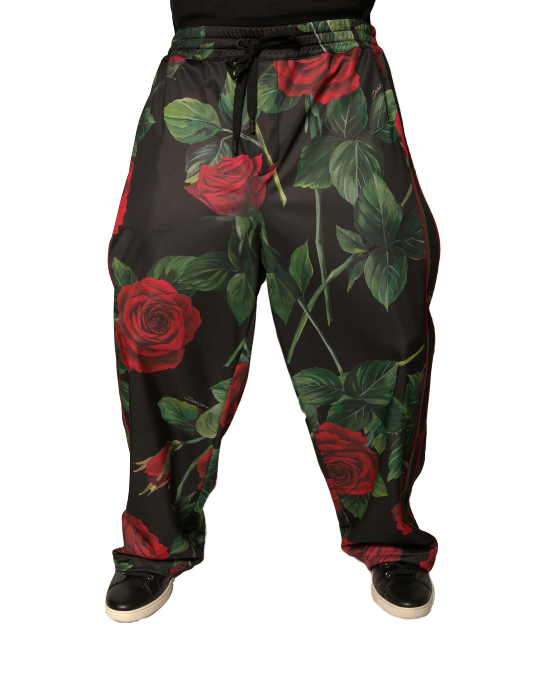 Dolce &amp; Gabbana Sample Sale Dolce &amp; Gabbana Black Floral Polyester Jogger Sweatpants Pants - | Designer outlet