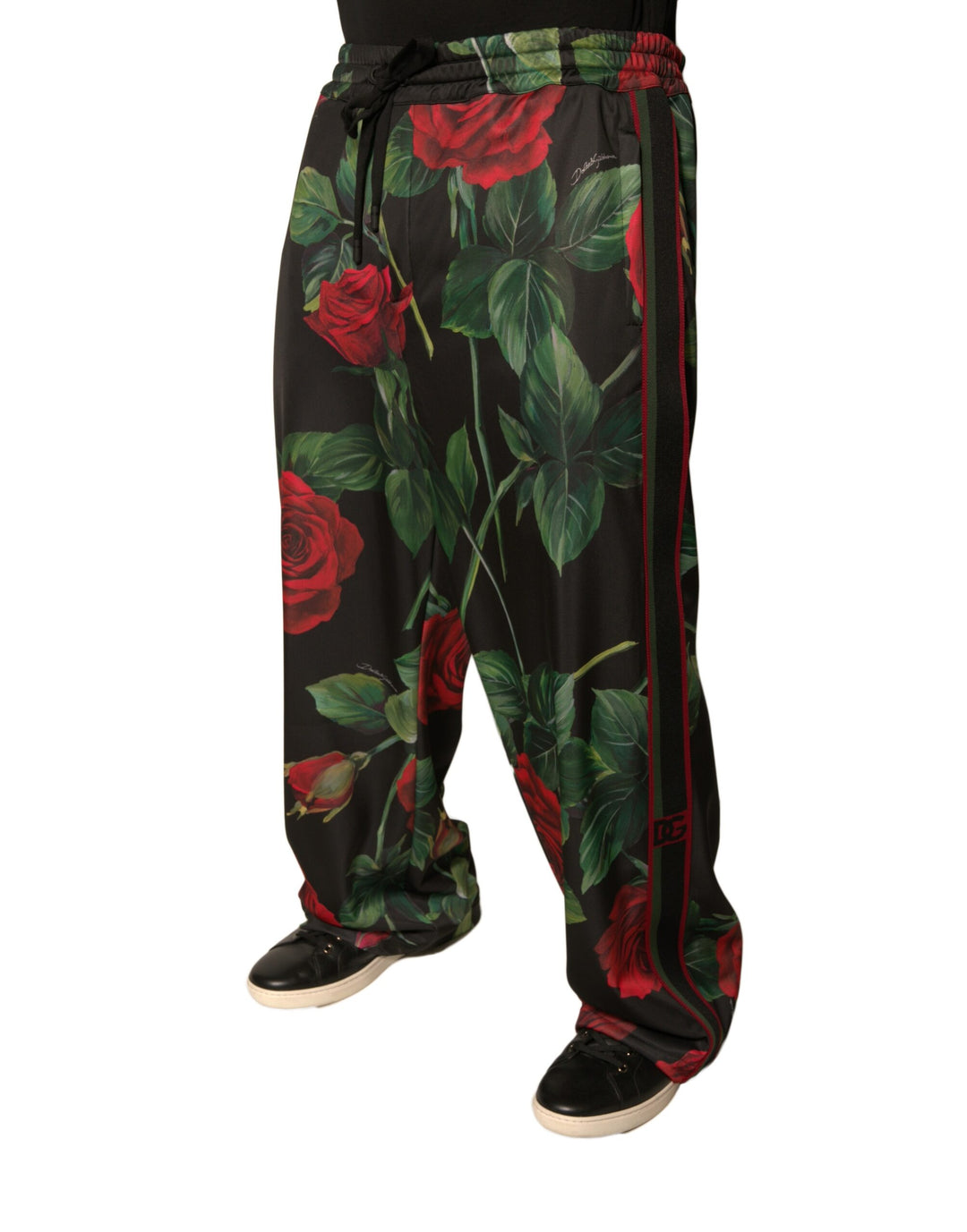 Dolce &amp; Gabbana Sample Sale Dolce &amp; Gabbana Black Floral Polyester Jogger Sweatpants Pants - | Designer outlet