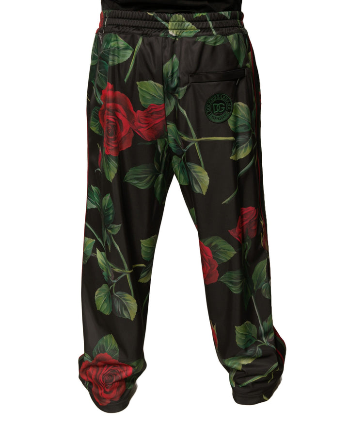 Dolce &amp; Gabbana Sample Sale Dolce &amp; Gabbana Black Floral Polyester Jogger Sweatpants Pants - | Designer outlet