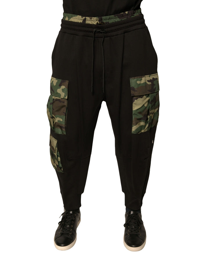 Dolce &amp; Gabbana Sample Sale Dolce &amp; Gabbana Black Camouflage Cotton Jogger Cargo Pants - | Designer outlet