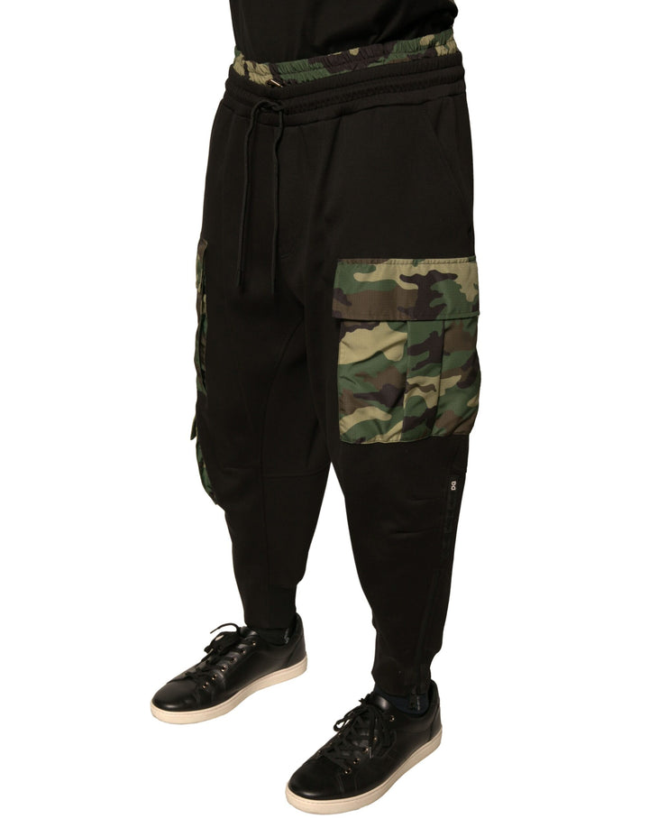 Dolce &amp; Gabbana Sample Sale Dolce &amp; Gabbana Black Camouflage Cotton Jogger Cargo Pants - | Designer outlet