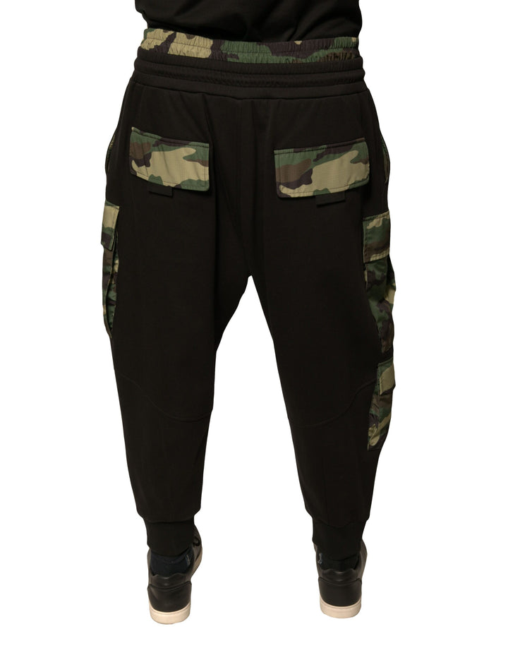 Dolce &amp; Gabbana Sample Sale Dolce &amp; Gabbana Black Camouflage Cotton Jogger Cargo Pants - | Designer outlet