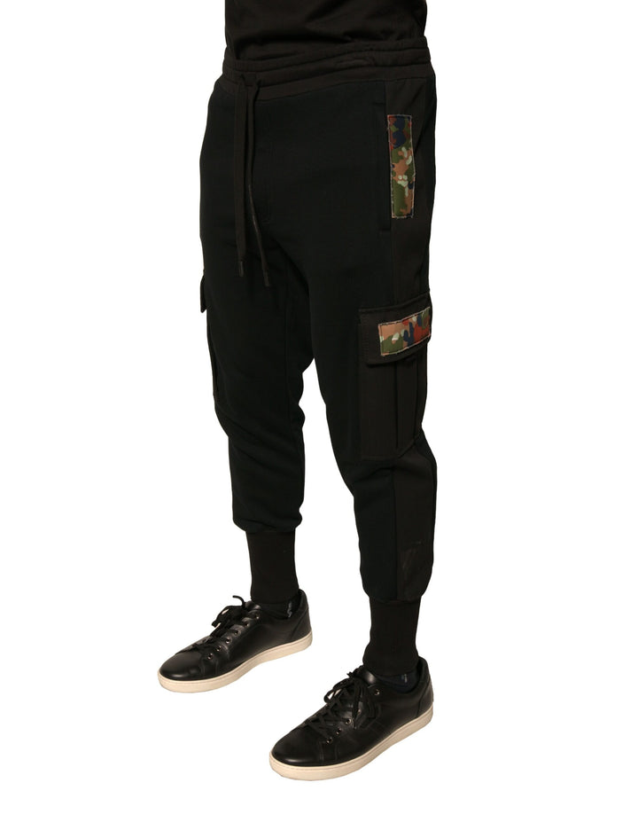 Dolce &amp; Gabbana Sample Sale Dolce &amp; Gabbana Black Cotton Jogger Cargo Sweatpants Pants - | Designer outlet