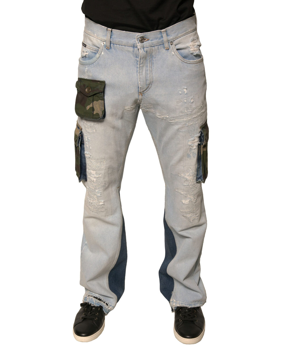 Dolce &amp; Gabbana Sample Sale Dolce &amp; Gabbana Light Blue Cotton Cargo Straight Denim Jeans - | Designer outlet