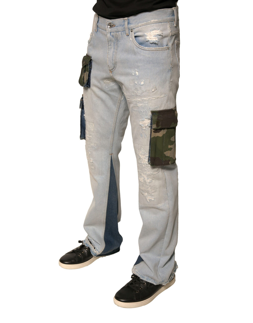 Dolce &amp; Gabbana Sample Sale Dolce &amp; Gabbana Light Blue Cotton Cargo Straight Denim Jeans - | Designer outlet