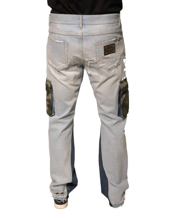 Dolce &amp; Gabbana Sample Sale Dolce &amp; Gabbana Light Blue Cotton Cargo Straight Denim Jeans - | Designer outlet