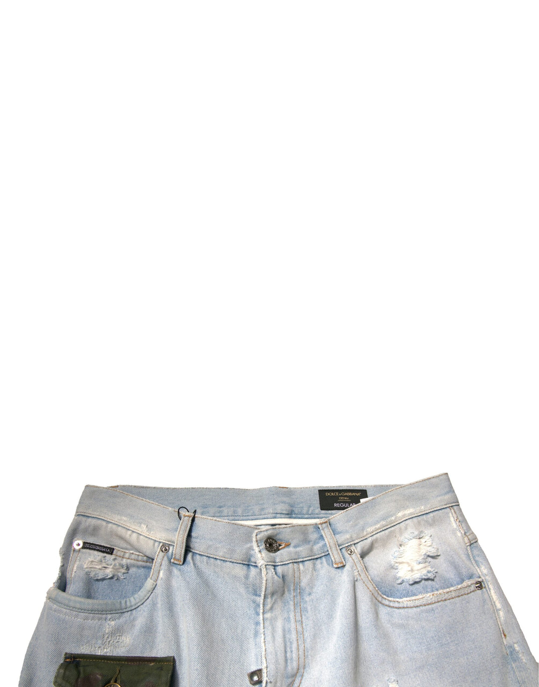 Dolce &amp; Gabbana Sample Sale Dolce &amp; Gabbana Light Blue Cotton Cargo Straight Denim Jeans - | Designer outlet