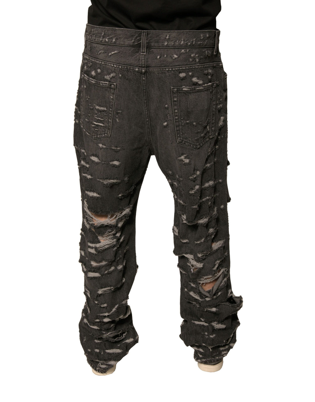 Dolce &amp; Gabbana Sample Sale Dolce &amp; Gabbana Gray Tattered Cotton Straight Men Denim Jeans - | Designer outlet