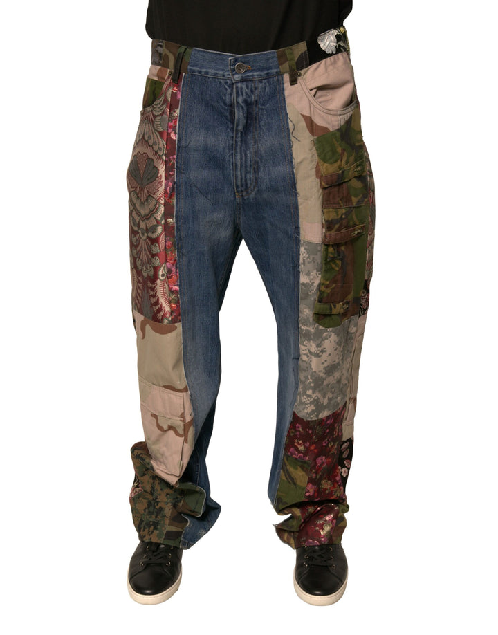 Dolce &amp; Gabbana Sample Sale Dolce &amp; Gabbana Blue Patchwork Cotton Straight Denim Jeans - | Designer outlet