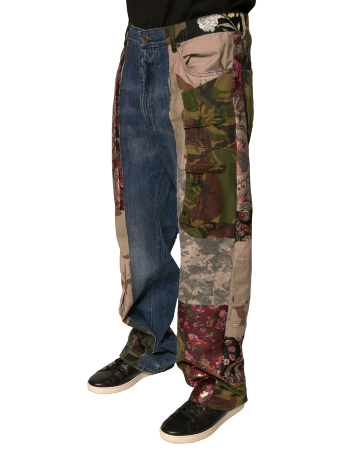 Dolce &amp; Gabbana Sample Sale Dolce &amp; Gabbana Blue Patchwork Cotton Straight Denim Jeans - | Designer outlet
