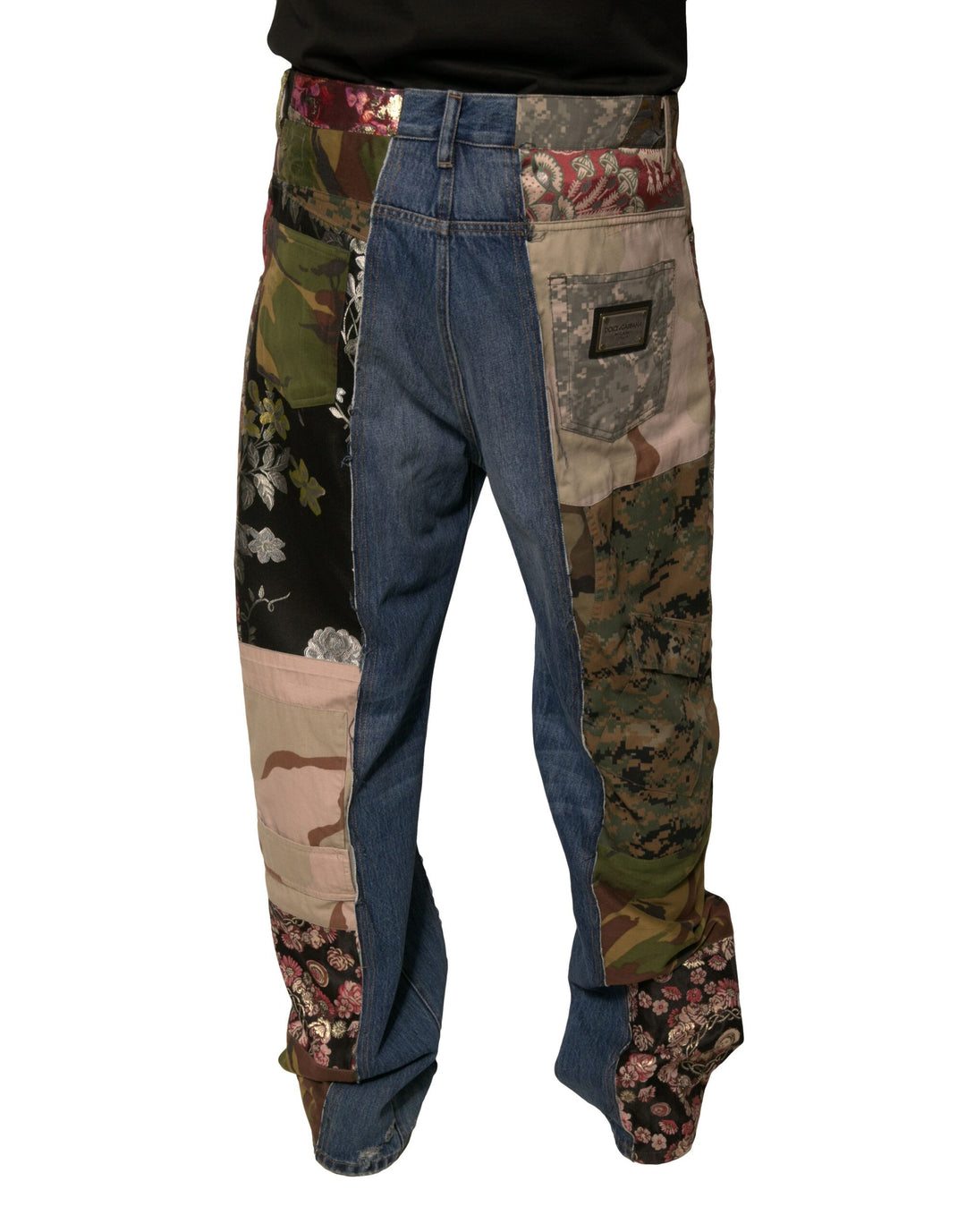 Dolce &amp; Gabbana Sample Sale Dolce &amp; Gabbana Blue Patchwork Cotton Straight Denim Jeans - | Designer outlet