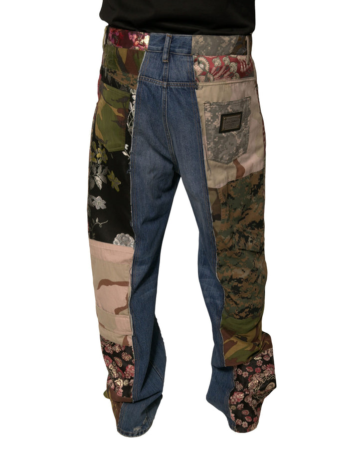 Dolce &amp; Gabbana Sample Sale Dolce &amp; Gabbana Blue Patchwork Cotton Straight Denim Jeans - | Designer outlet