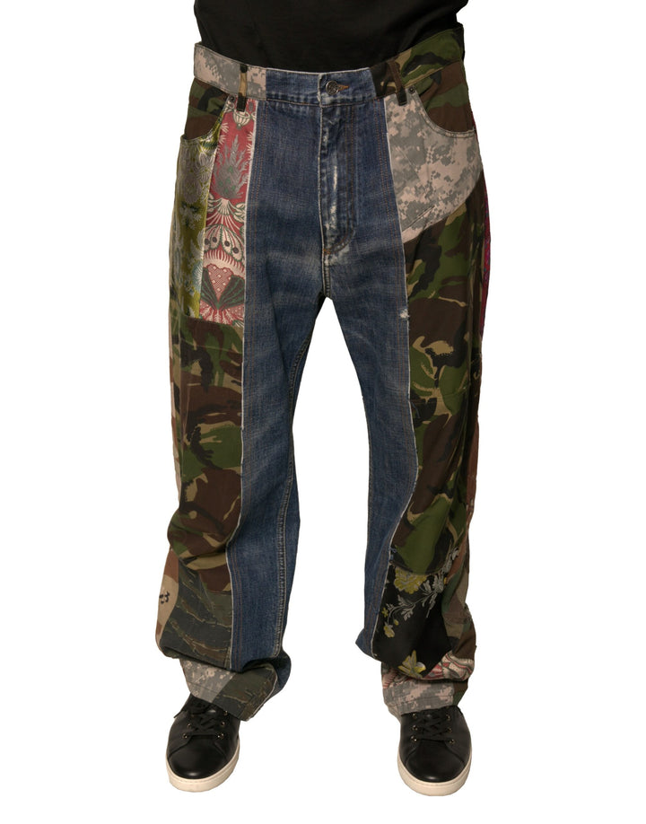 Dolce &amp; Gabbana Sample Sale Dolce &amp; Gabbana Blue Patchwork Cotton Straight Denim Jeans - | Designer outlet
