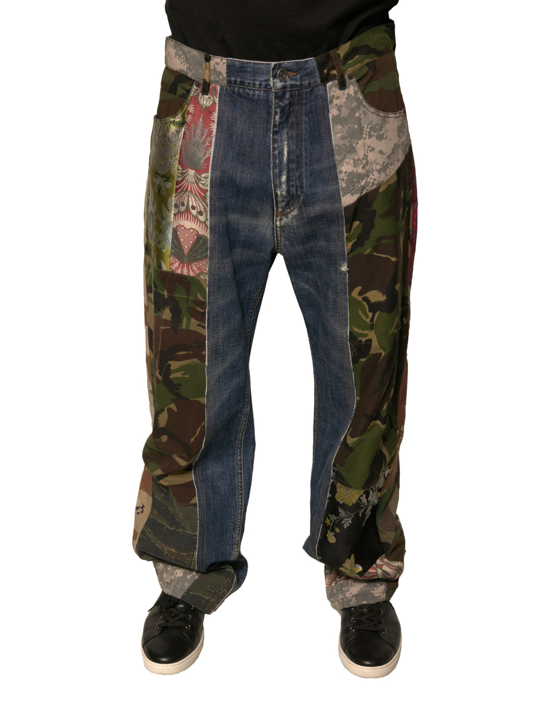 Dolce &amp; Gabbana Sample Sale Dolce &amp; Gabbana Blue Patchwork Cotton Straight Denim Jeans - | Designer outlet