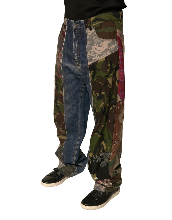 Dolce &amp; Gabbana Sample Sale Dolce &amp; Gabbana Blue Patchwork Cotton Straight Denim Jeans - | Designer outlet