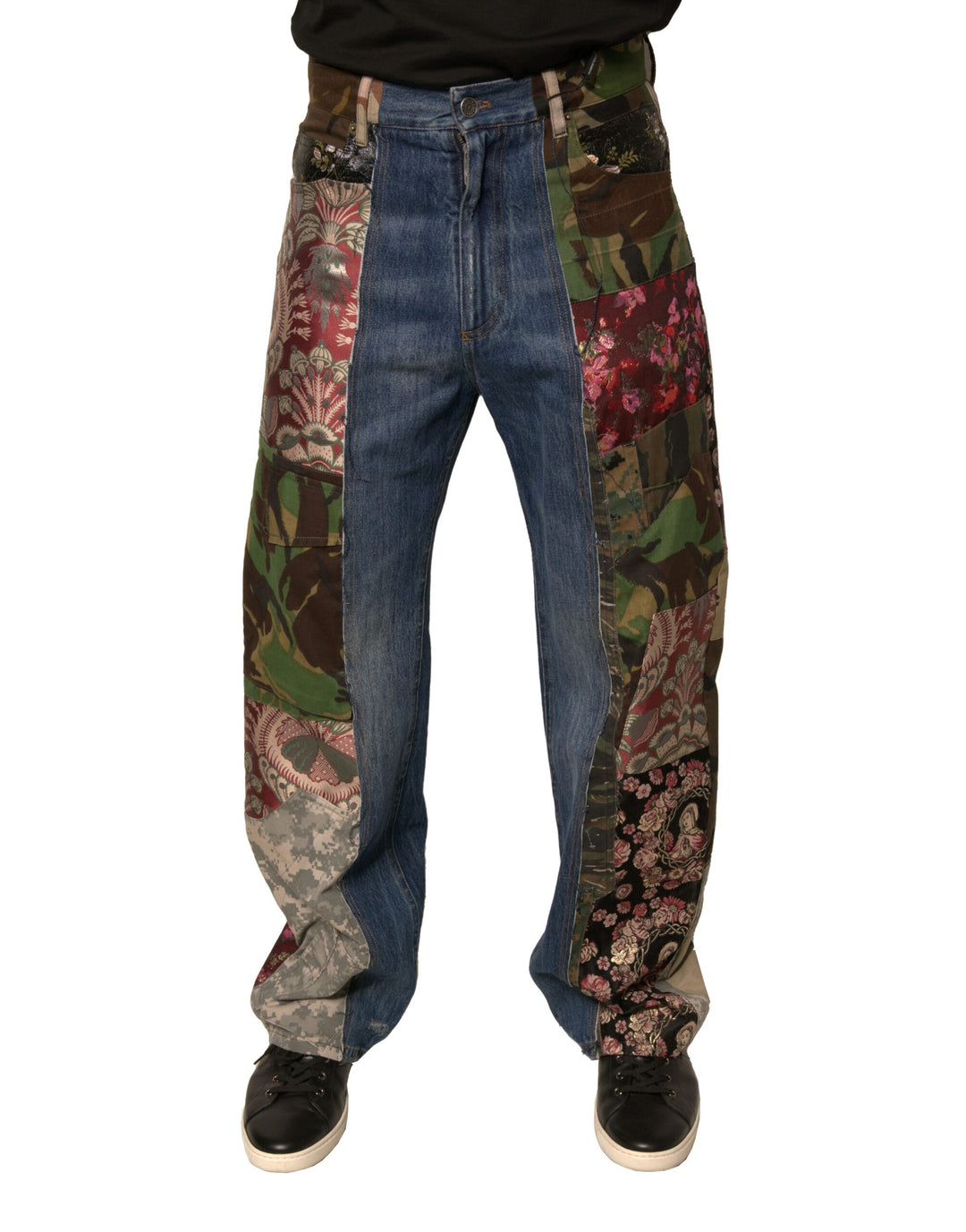 Dolce &amp; Gabbana Sample Sale Dolce &amp; Gabbana Blue Patchwork Cotton Straight Denim Jeans - | Designer outlet