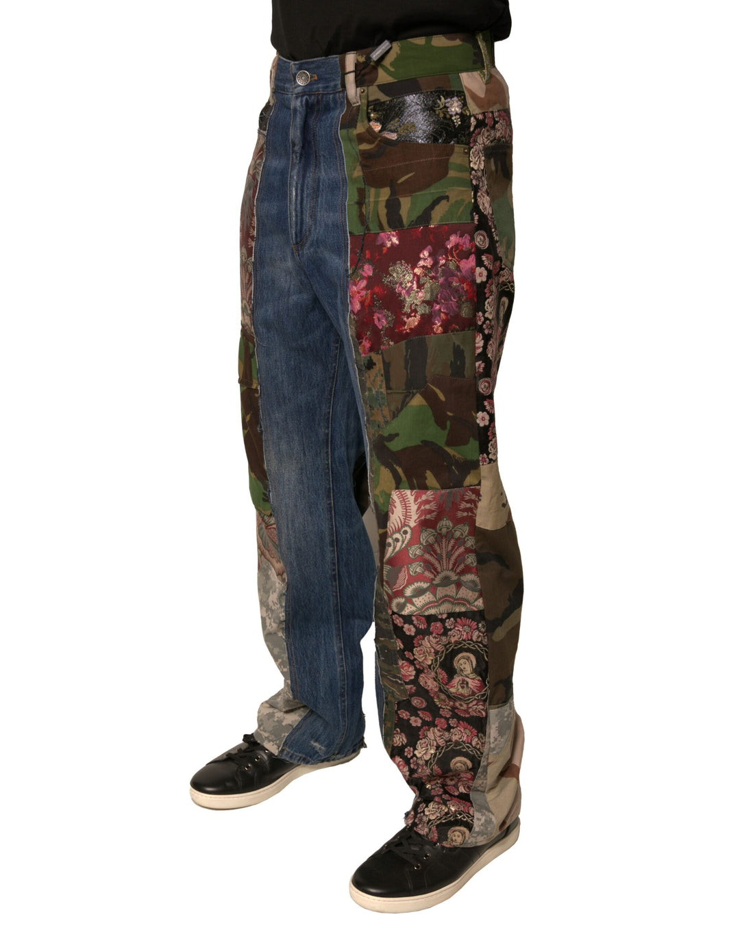 Dolce &amp; Gabbana Sample Sale Dolce &amp; Gabbana Blue Patchwork Cotton Straight Denim Jeans - | Designer outlet