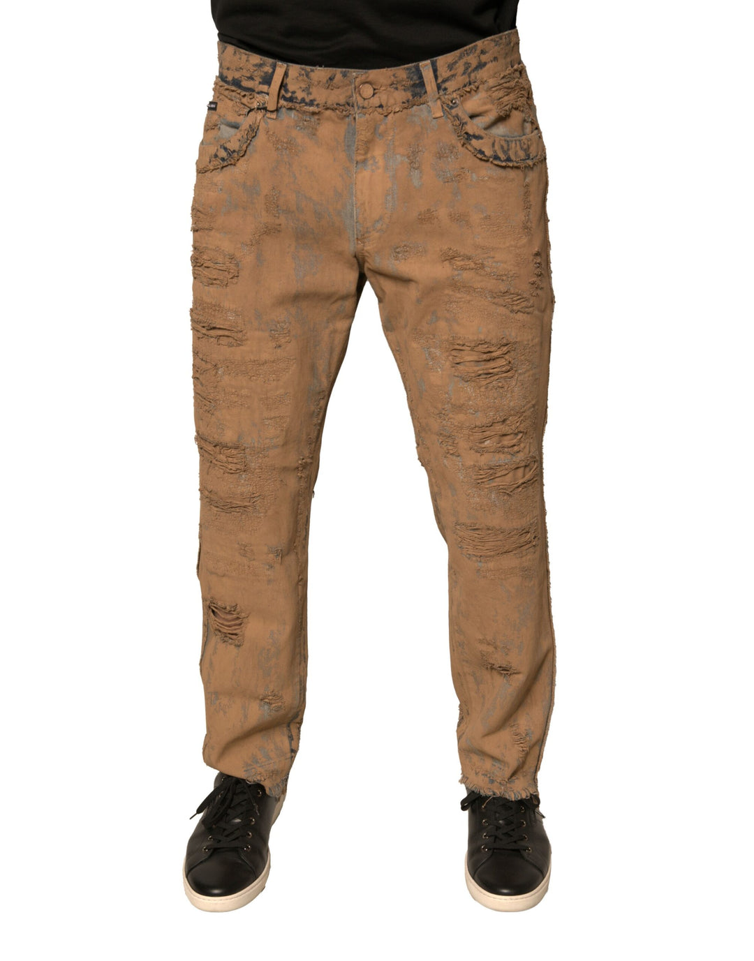 Dolce &amp; Gabbana Sample Sale Dolce &amp; Gabbana Brown Tattered Cotton Skinny Denim Jeans - | Designer outlet