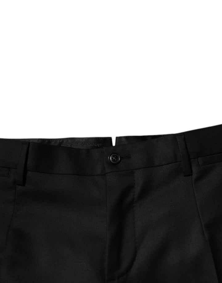 Dolce & Gabbana Black Wool Tapered Formal Dress Pants
