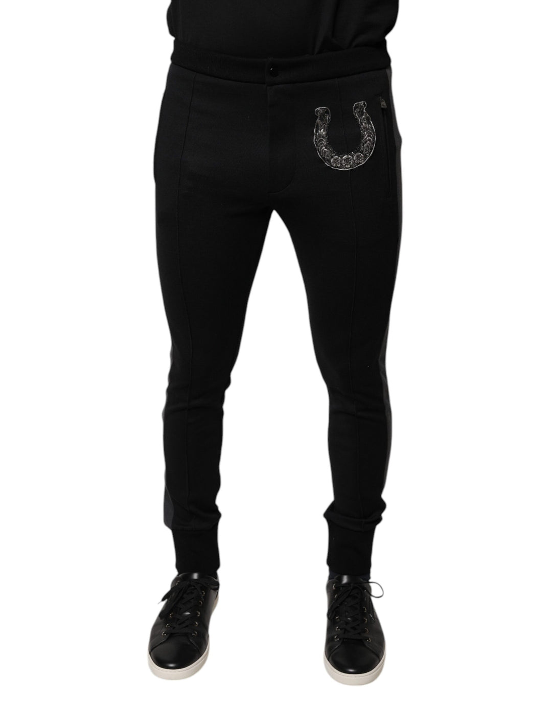 Dolce &amp; Gabbana Sample Sale Dolce &amp; Gabbana Black Horseshoe Embellished Wool Slim Fit Pants - | Designer outlet