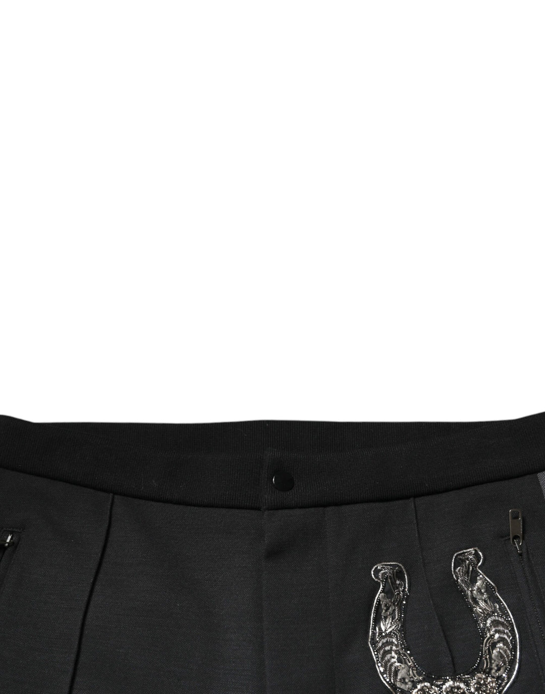 Dolce &amp; Gabbana Sample Sale Dolce &amp; Gabbana Black Horseshoe Embellished Wool Slim Fit Pants - | Designer outlet