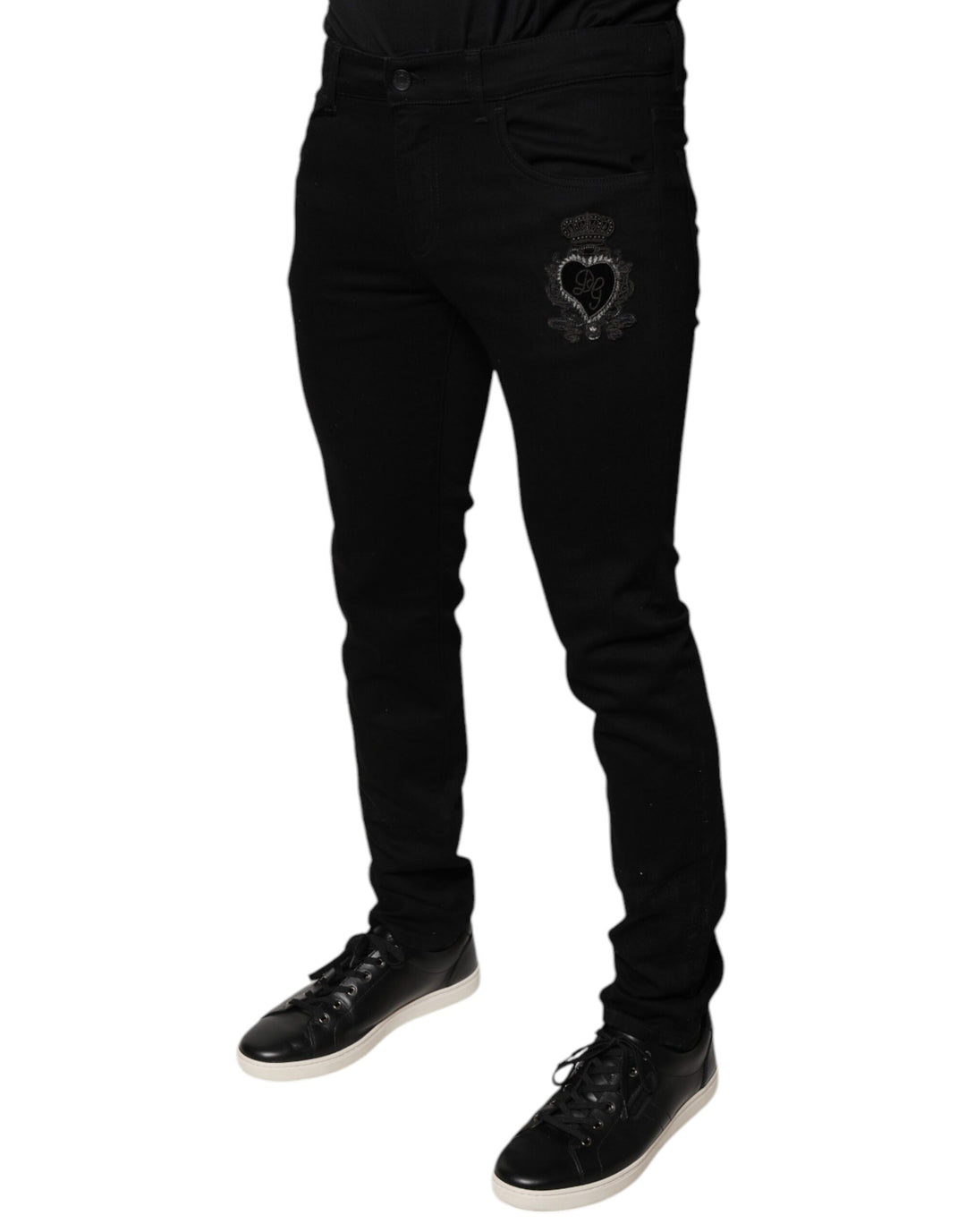 Dolce &amp; Gabbana Black DG Crown Logo Cotton Skinny Denim Jeans by Dolce &amp; Gabbana outlet now on sale