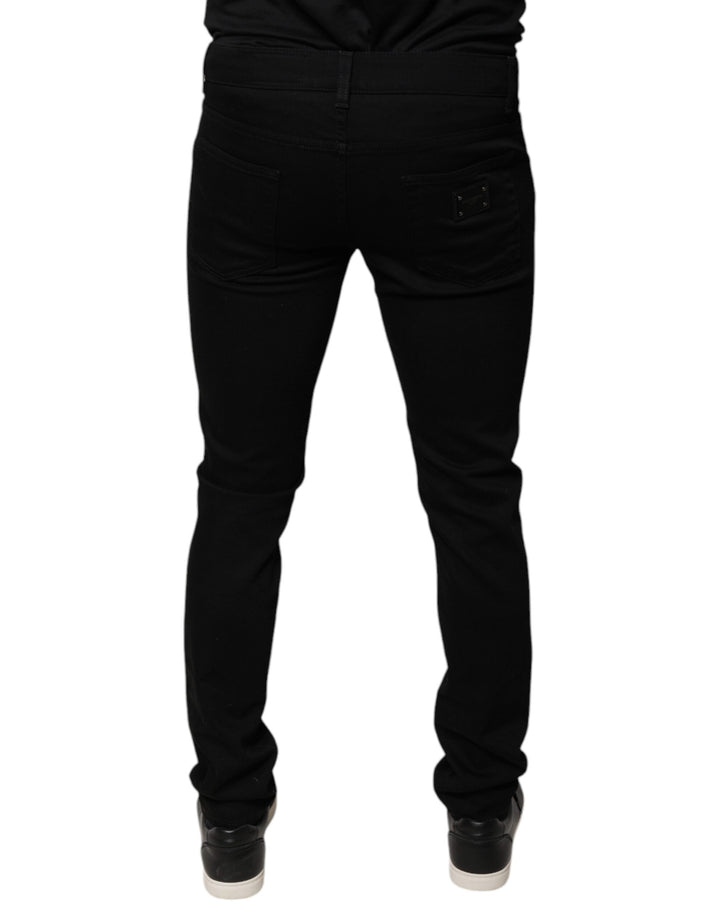 Dolce &amp; Gabbana Sample Sale Dolce &amp; Gabbana Black DG Crown Logo Cotton Skinny Denim Jeans - | Designer outlet