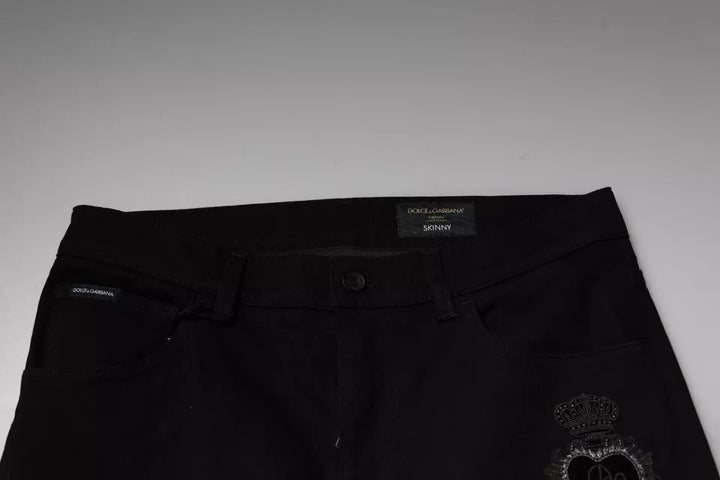 Dolce &amp; Gabbana Black DG Crown Logo Cotton Skinny Denim Jeans by Dolce &amp; Gabbana outlet now on sale