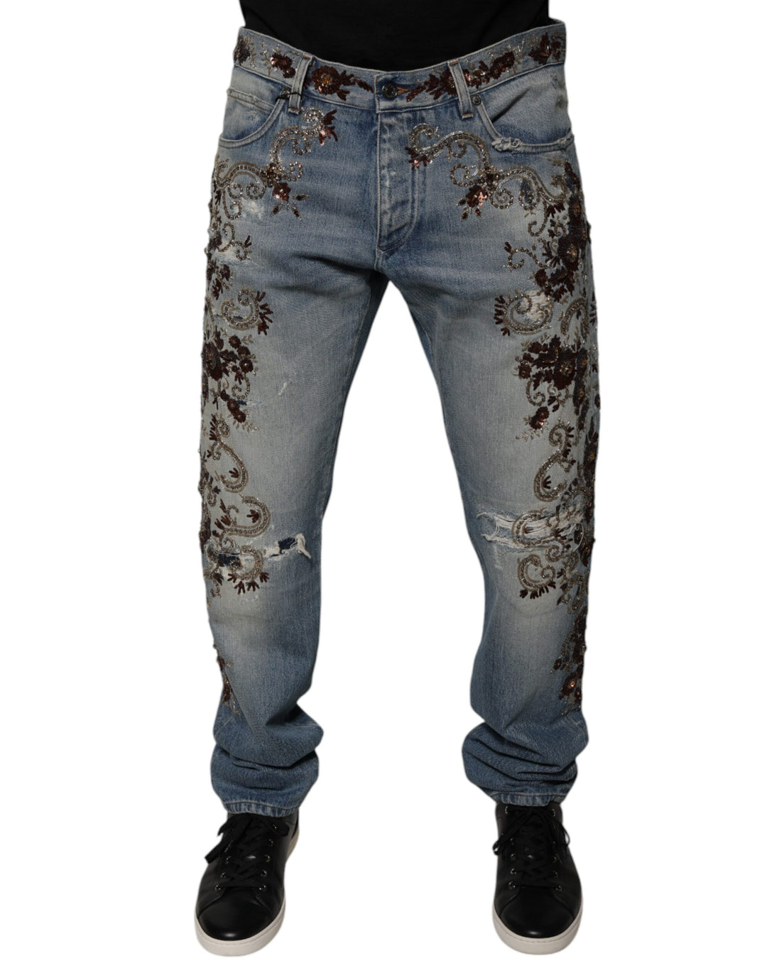 Dolce &amp; Gabbana Light Blue Embroidered Skinny Denim Jeans by Dolce &amp; Gabbana outlet now on sale