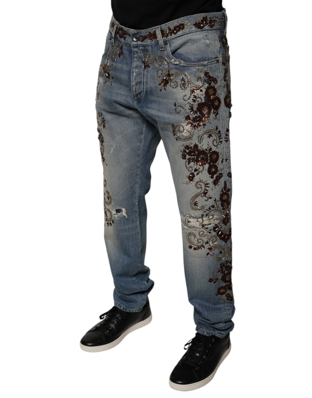 Dolce &amp; Gabbana Light Blue Embroidered Skinny Denim Jeans by Dolce &amp; Gabbana outlet now on sale