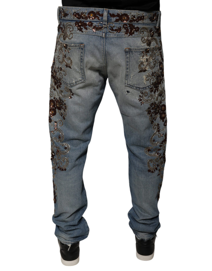 Dolce &amp; Gabbana Light Blue Embroidered Skinny Denim Jeans by Dolce &amp; Gabbana outlet now on sale