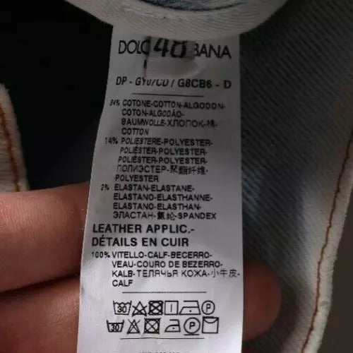 Dolce &amp; Gabbana Sample Sale Dolce &amp; Gabbana Light Blue Cotton Blend Tattered Skinny Denim Jeans - | Designer outlet