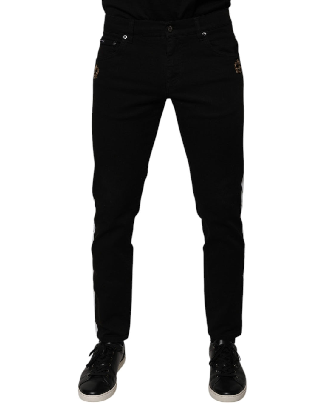 Dolce &amp; Gabbana Sample Sale Dolce &amp; Gabbana Black Crown White Lining Skinny Denim Jeans - | Designer outlet