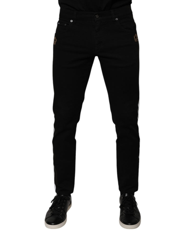 Dolce &amp; Gabbana Sample Sale Dolce &amp; Gabbana Black Crown White Lining Skinny Denim Jeans - | Designer outlet