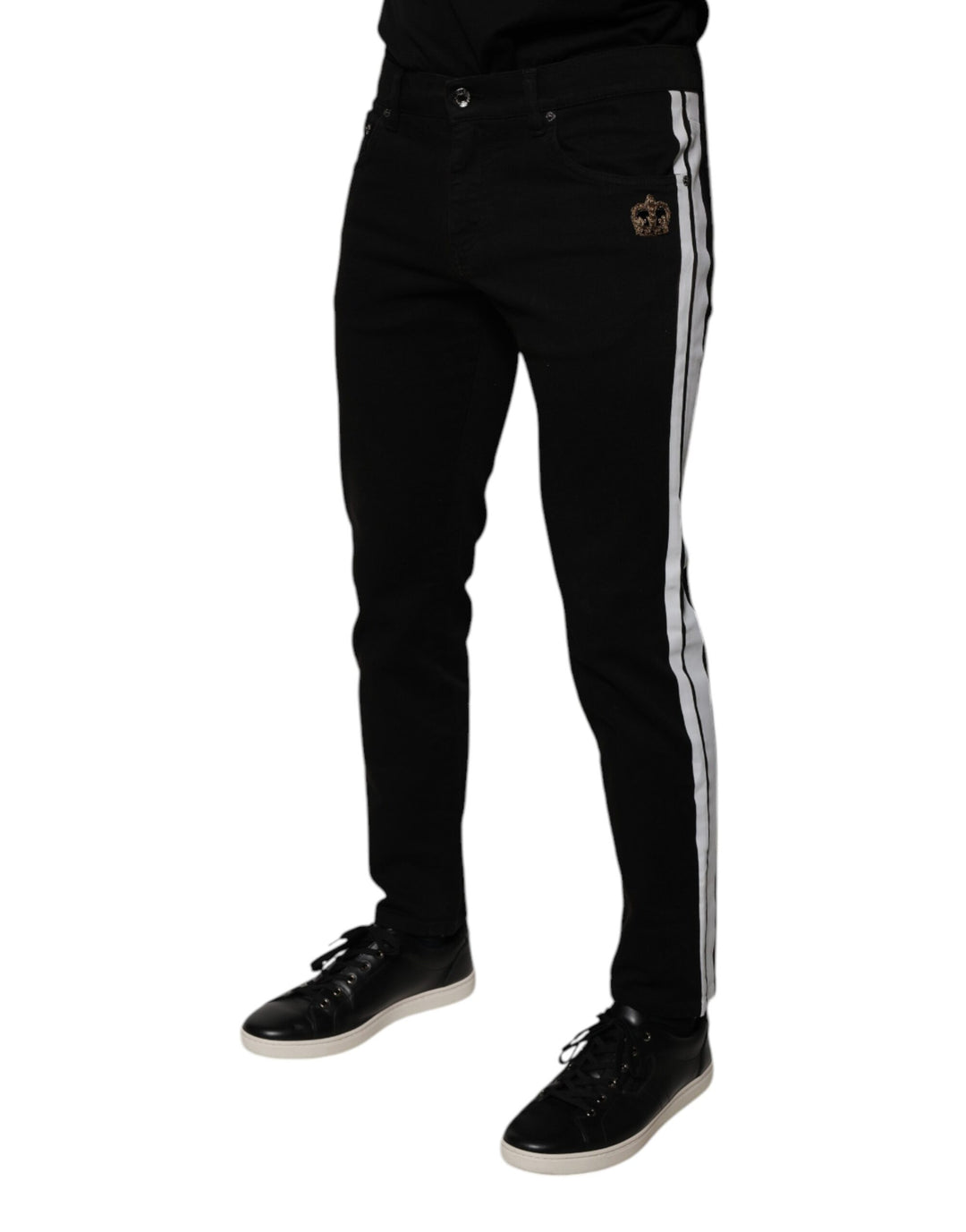 Dolce &amp; Gabbana Sample Sale Dolce &amp; Gabbana Black Crown White Lining Skinny Denim Jeans - | Designer outlet