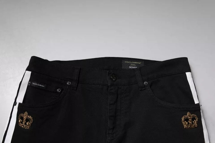 Dolce &amp; Gabbana Sample Sale Dolce &amp; Gabbana Black Crown White Lining Skinny Denim Jeans - | Designer outlet