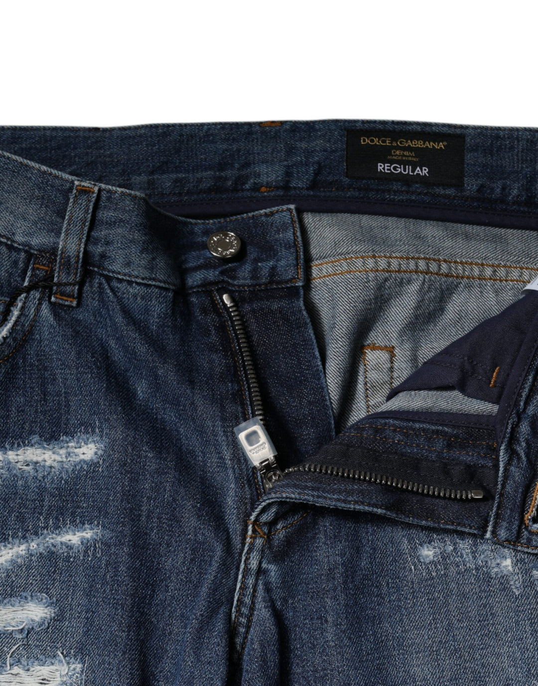 Dolce &amp; Gabbana Sample Sale Dolce &amp; Gabbana Blue Cotton Tattered Skinny Denim Jeans - | Designer outlet