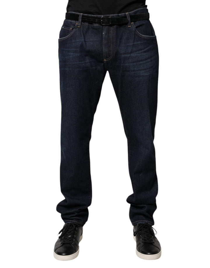 Dolce & Gabbana Dark Blue Cotton Skinny Denim Jeans by Dolce & Gabbana outlet now on sale