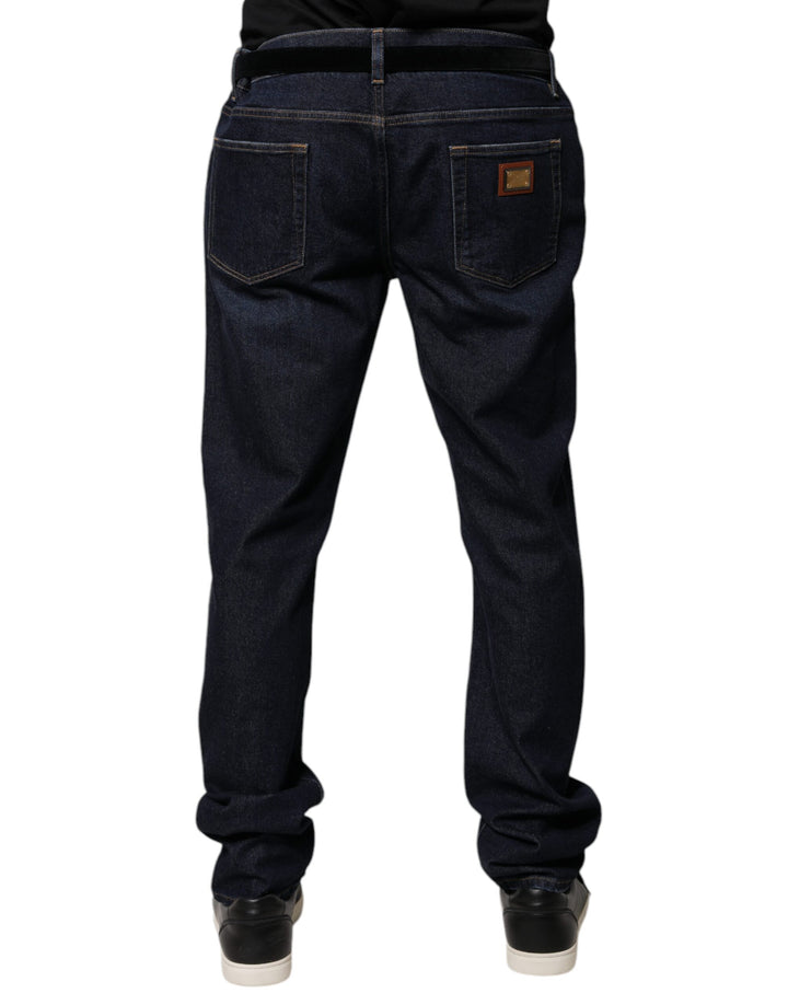 Dolce & Gabbana Dark Blue Cotton Skinny Denim Jeans by Dolce & Gabbana outlet now on sale