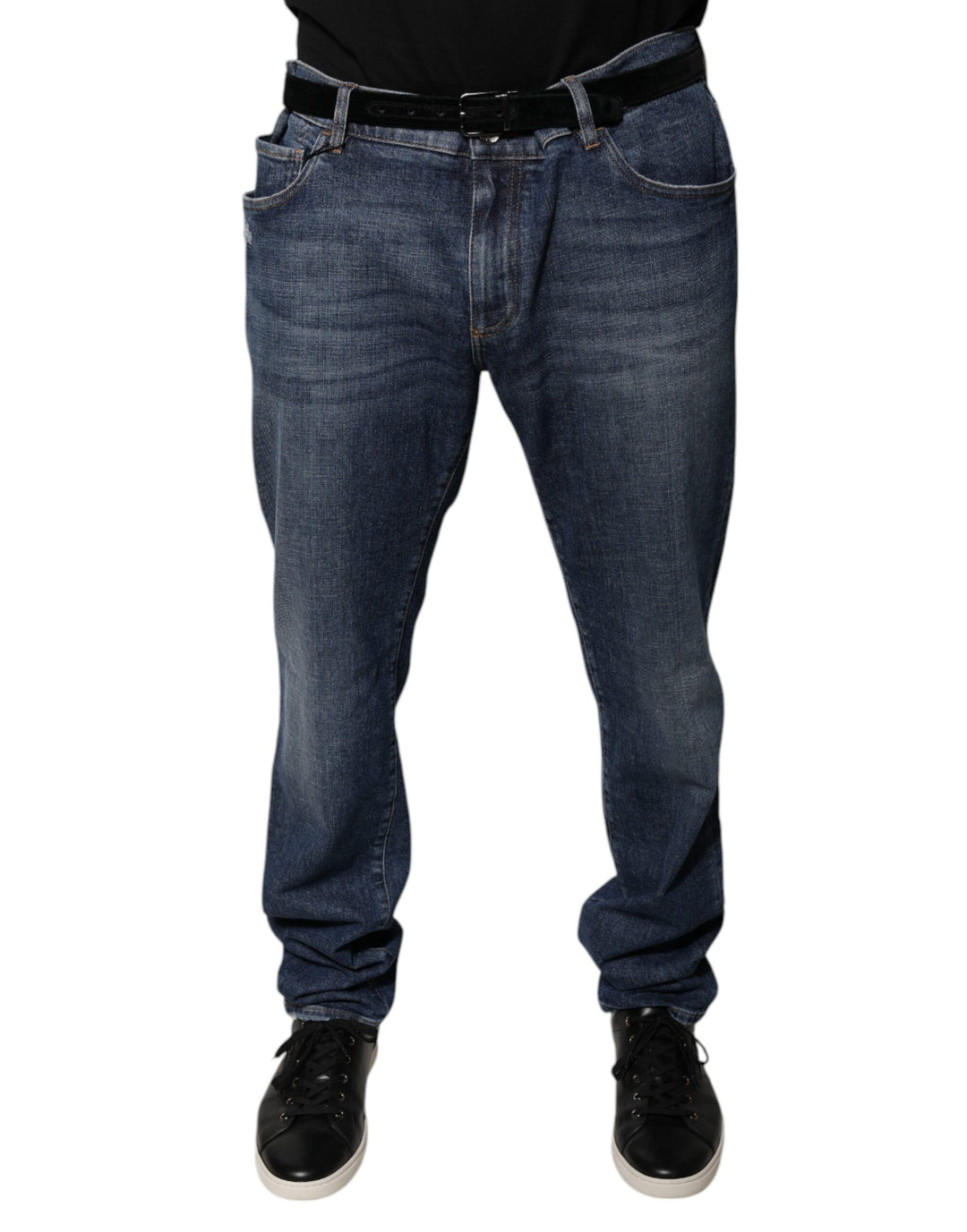 Dolce &amp; Gabbana Sample Sale Dolce &amp; Gabbana Dark Blue Cotton Logo Skinny Denim Jeans - | Designer outlet