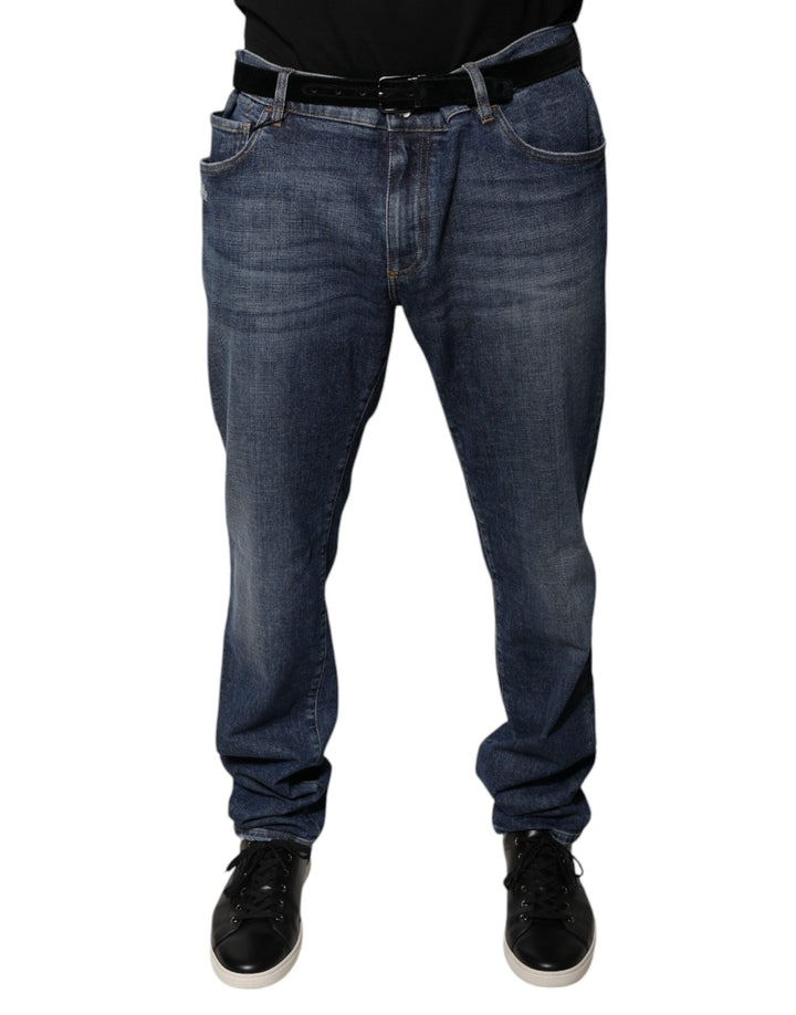 Dolce &amp; Gabbana Sample Sale Dolce &amp; Gabbana Dark Blue Cotton Logo Skinny Denim Jeans - | Designer outlet