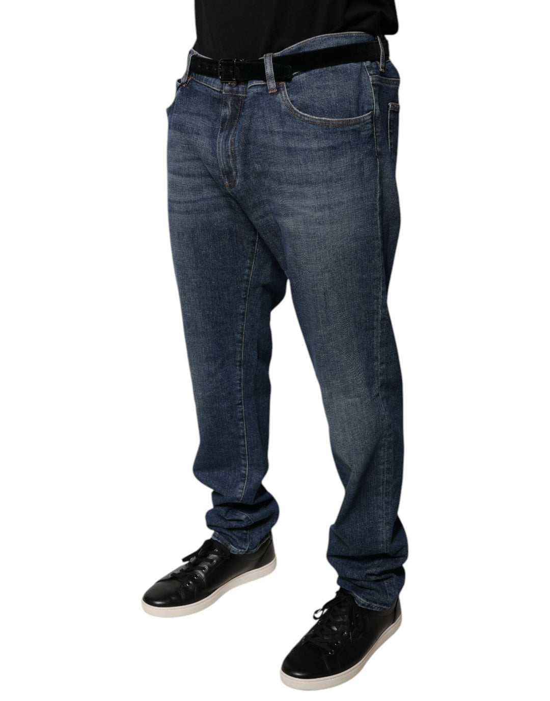 Dolce &amp; Gabbana Dark Blue Cotton Logo Skinny Denim Jeans by Dolce &amp; Gabbana outlet now on sale