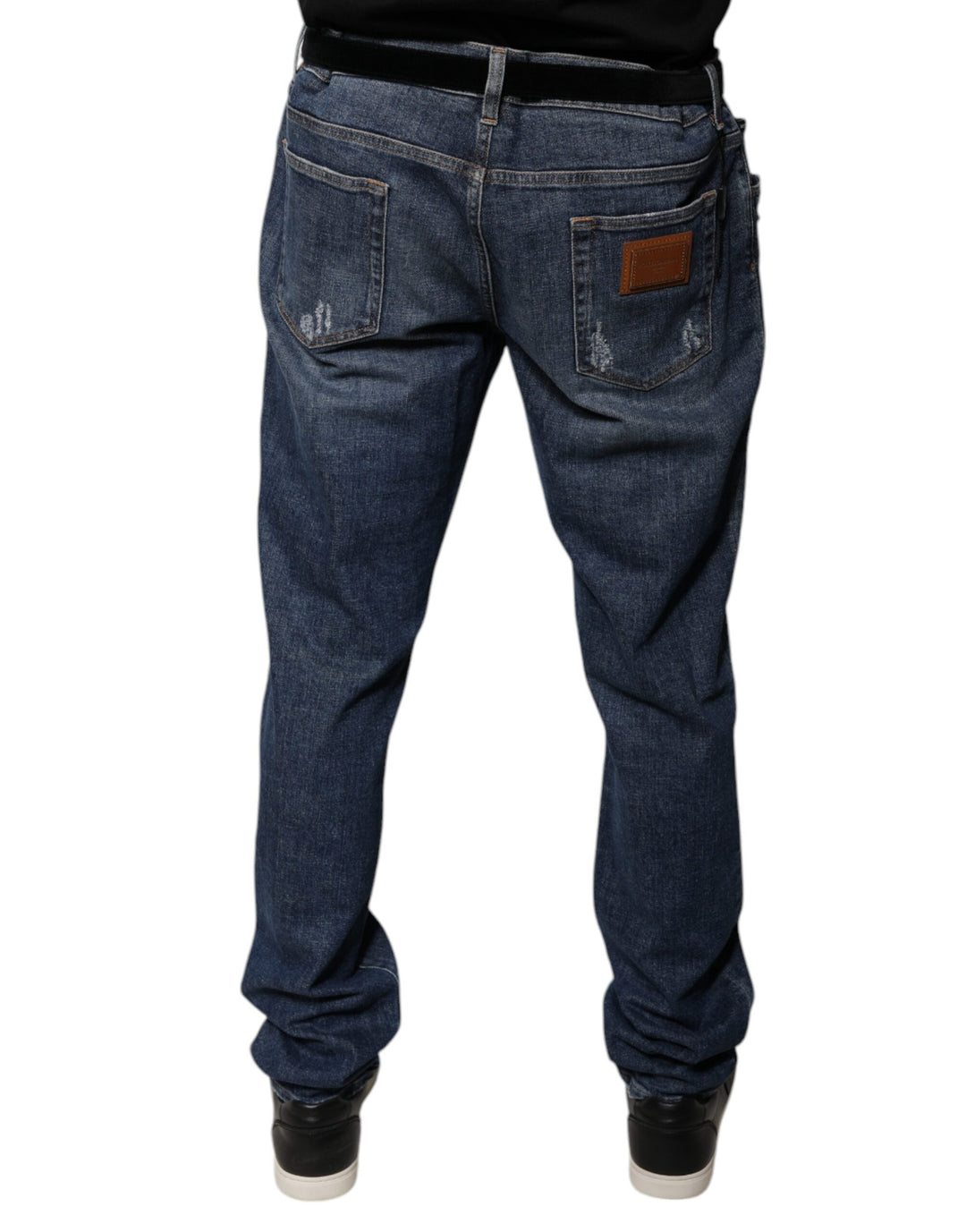 Dolce &amp; Gabbana Sample Sale Dolce &amp; Gabbana Dark Blue Cotton Logo Skinny Denim Jeans - | Designer outlet