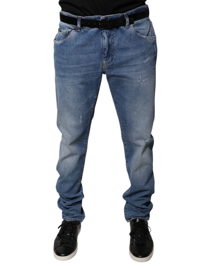 Dolce &amp; Gabbana Sample Sale Dolce &amp; Gabbana Light Blue Cotton Men Skinny Denim Jeans - | Designer outlet