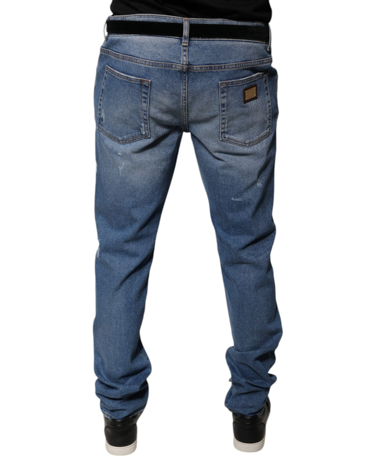 Dolce &amp; Gabbana Sample Sale Dolce &amp; Gabbana Light Blue Cotton Men Skinny Denim Jeans - | Designer outlet