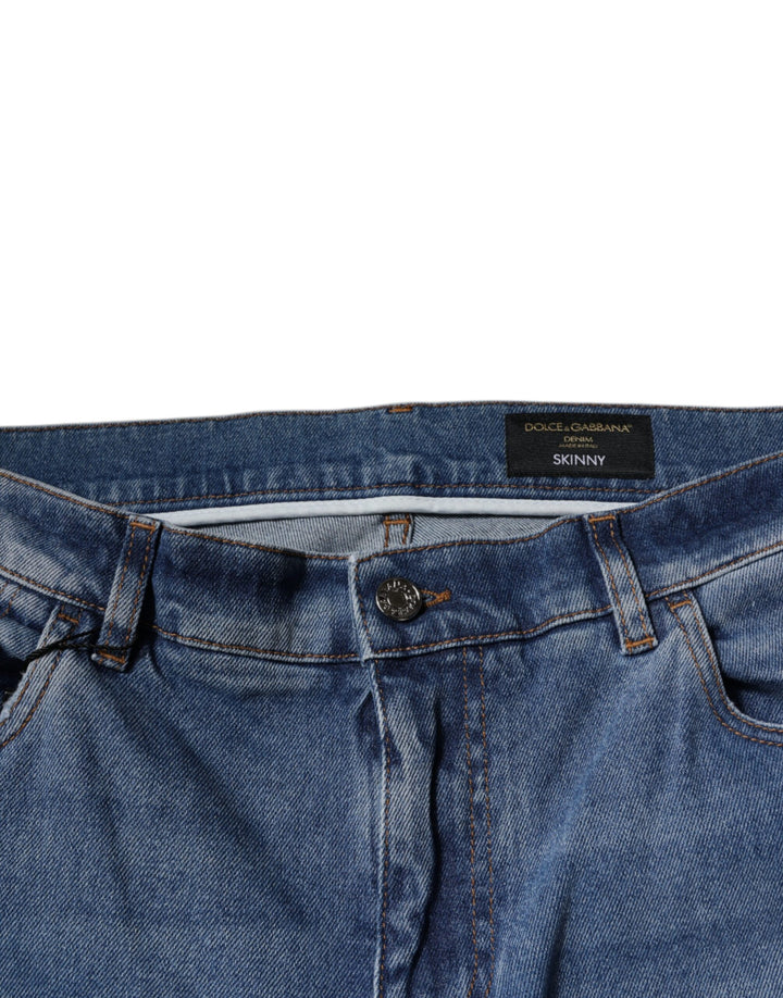 Dolce &amp; Gabbana Sample Sale Dolce &amp; Gabbana Light Blue Cotton Men Skinny Denim Jeans - | Designer outlet
