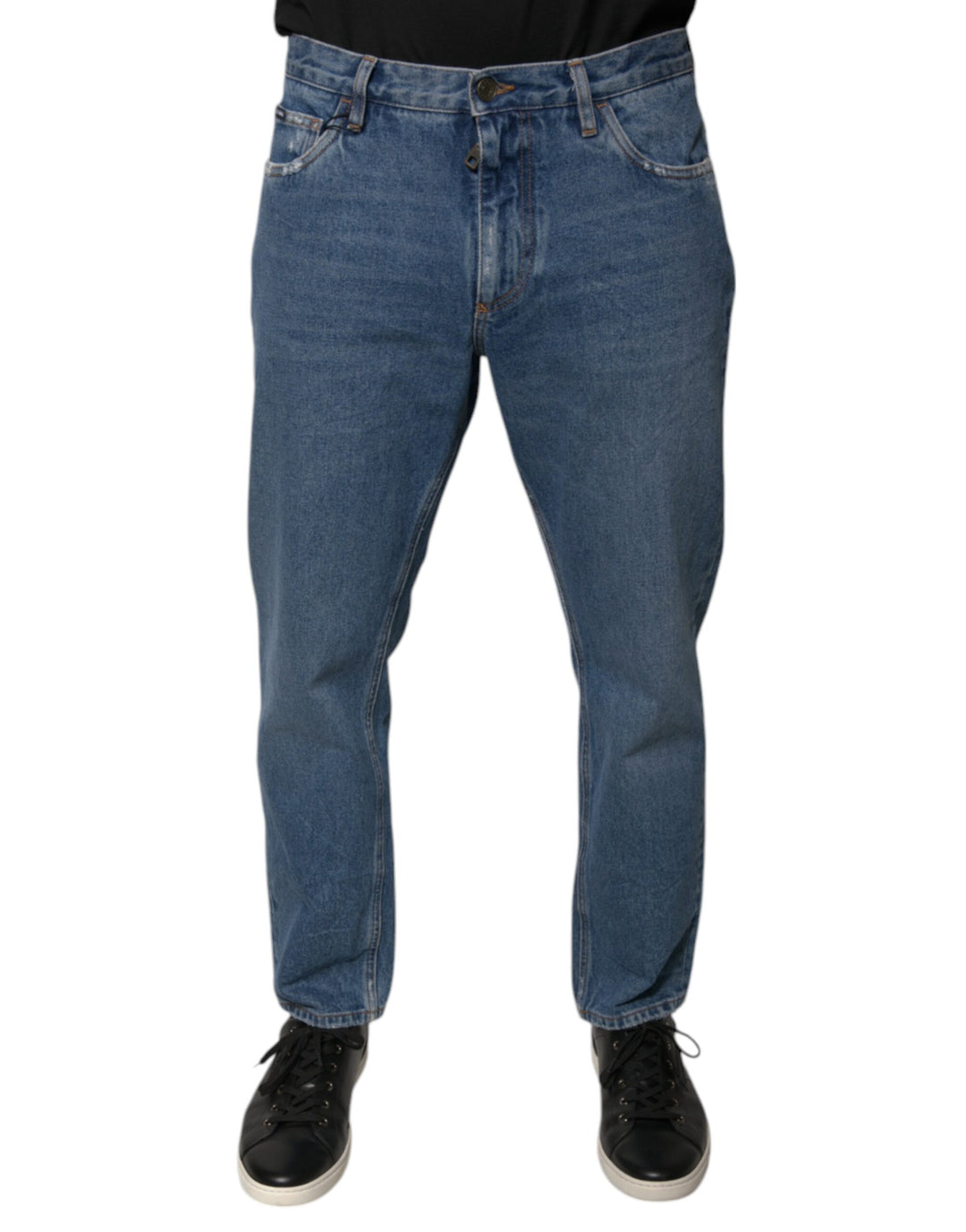 Dolce &amp; Gabbana Sample Sale Dolce &amp; Gabbana Blue Cotton Logo Men Loose Denim Jeans - | Designer outlet
