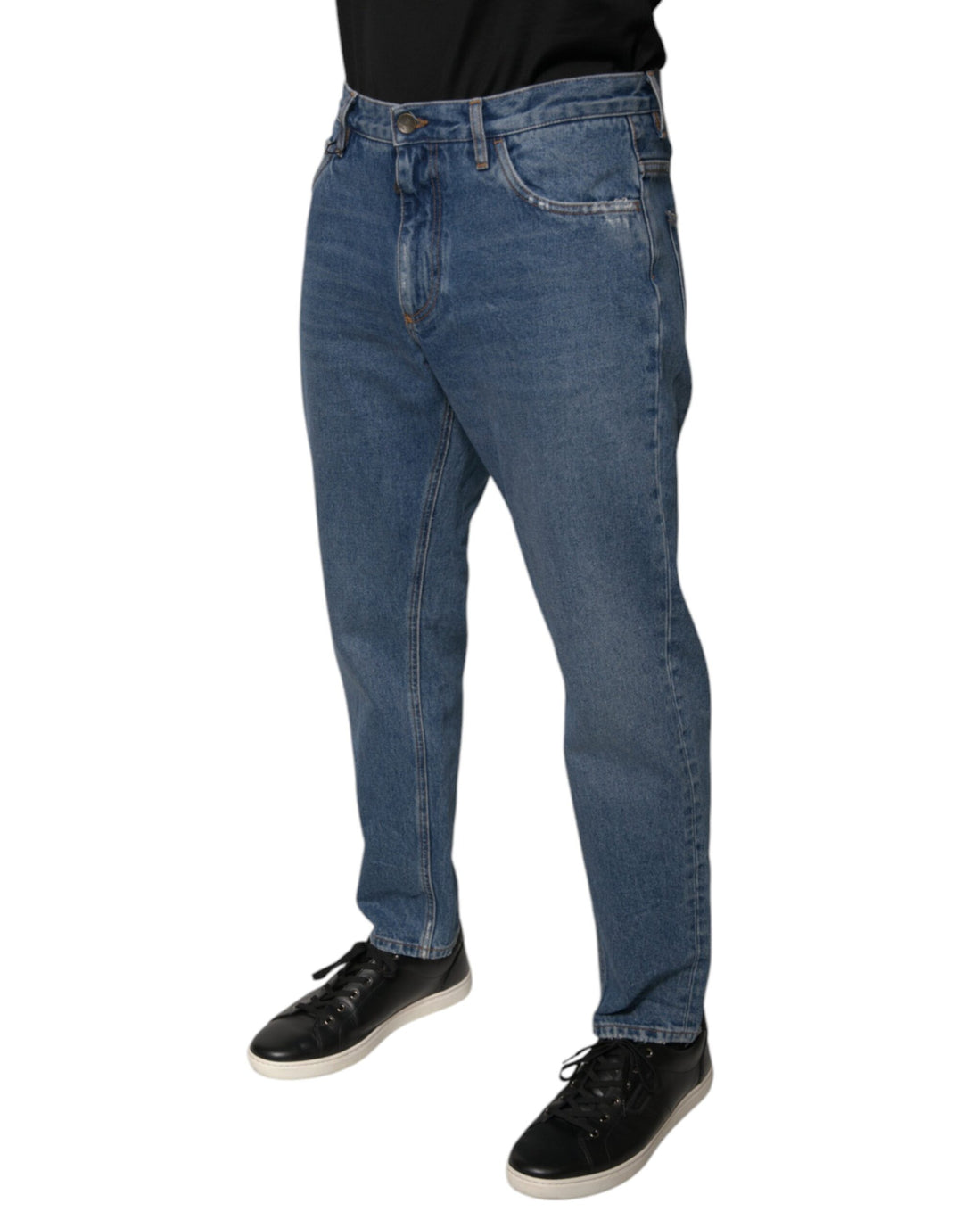 Dolce &amp; Gabbana Sample Sale Dolce &amp; Gabbana Blue Cotton Logo Men Loose Denim Jeans - | Designer outlet