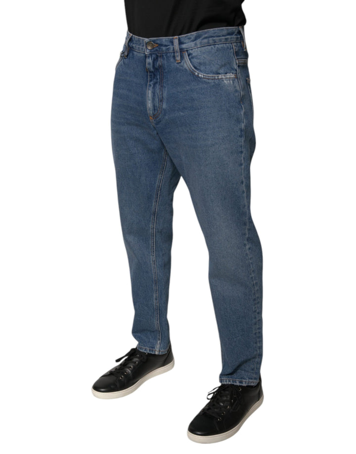 Dolce &amp; Gabbana Sample Sale Dolce &amp; Gabbana Blue Cotton Logo Men Loose Denim Jeans - | Designer outlet