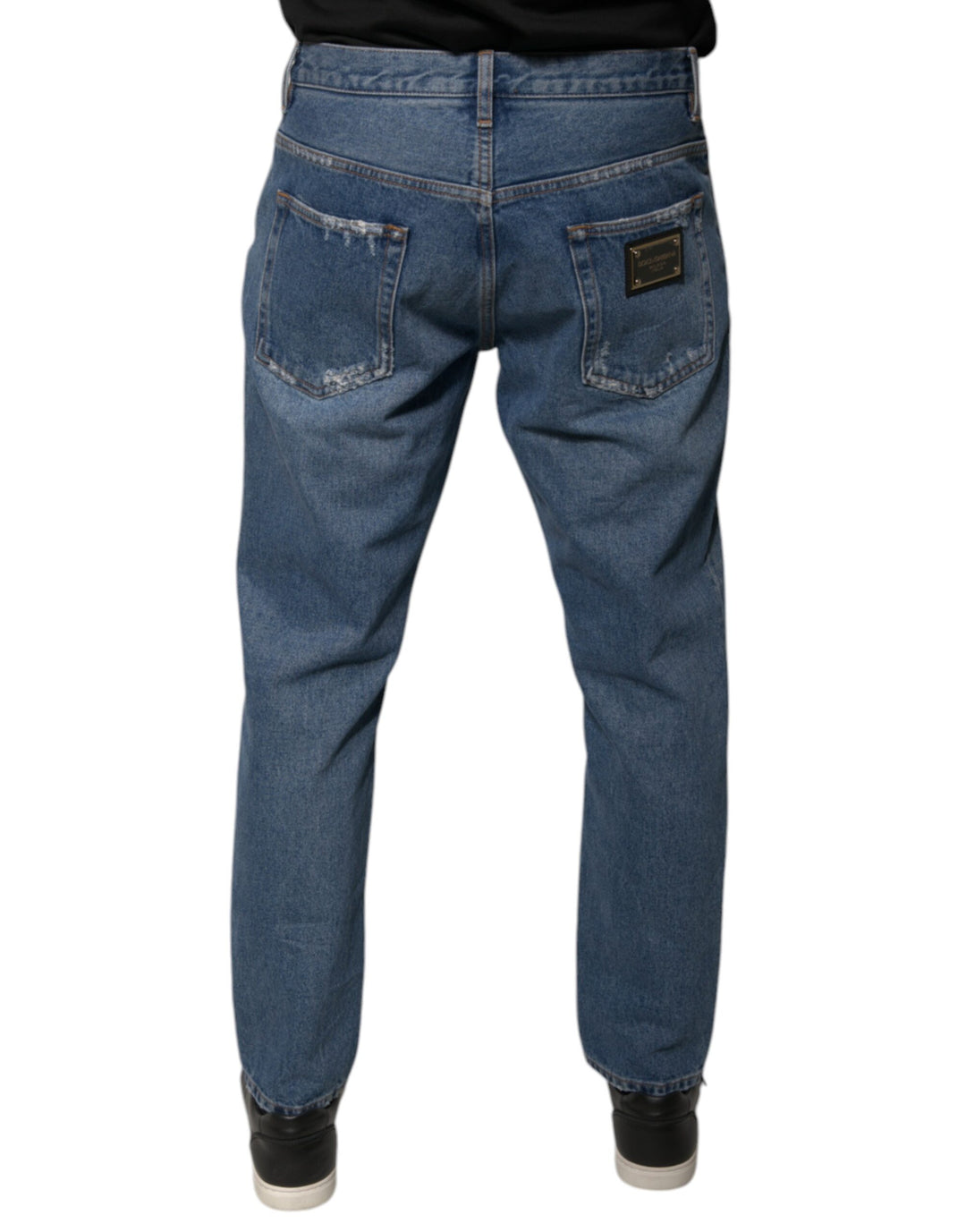 Dolce &amp; Gabbana Sample Sale Dolce &amp; Gabbana Blue Cotton Logo Men Loose Denim Jeans - | Designer outlet